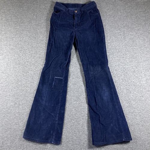 Vintage 70s Wrangler Corduroy Bell Bottoms Pants Womens 7/8 Blue
