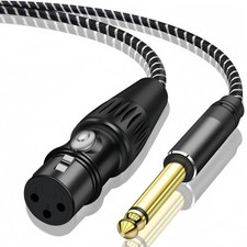 XLR to 1/4 Inch 6.35mm TS Mono Jack Microphone Cable, 6.6FT Unbalanced 3 Pi...