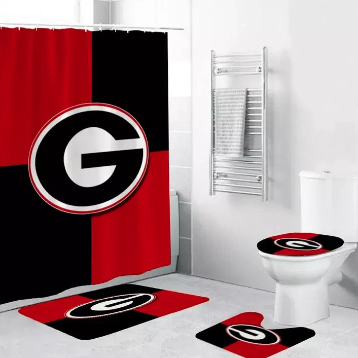 4pcs College Georgia Shower Curtain Bathroom set