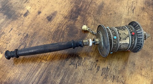 Vintage Tibetan Prayer Wheel with Scriptures Inside