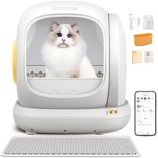 75L Smart Automatic Self-Cleaning Cat Litter APP Control, White open box-new