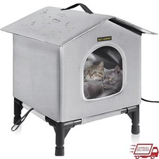 Heated Outdoor Cat Shelter Insulated Waterproof Feral House Cold Weather Comfort