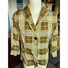 Banana Republic Green/White One Button Notch Blazer, Sz 6