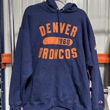 NEW Mens XL Champion NFL Denver Broncos Hoodie Classic Hooded Sweatshirt