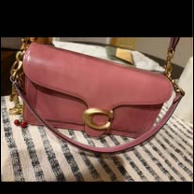 Coach Pink Crossbody Bag w/ Adjustable Detachable Strap, Gold Hardware, Charm