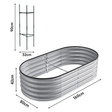 Galvanised Steel Raised Garden Bed Planter Box with Open Bottom for Plants