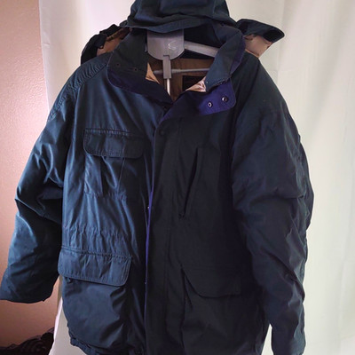 VTG 80s Large Eddie Bauer Men's Green Hooded Goose Down Parka Jacket Made in USA