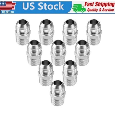 10 Pack Hydraulic Hose Adapter Fittings:3/4'' JIC 37° Male x 3/4'' NPT Male &Cover