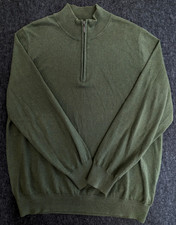 LL Bean 1/4 Zip Pullover Sweater Cashmere Blend Green Mens Large Preppy Ivy Trad