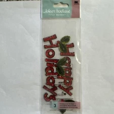 RARE Jolees Happy Holidays Title Scrapbook Stickers Christmas XMas Family Holly