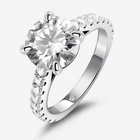 3.54Cttw D/VVS1 Moissanite Engagement Ring Wedding Band 14K White Gold Plated