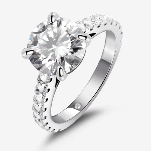 3.54Cttw D/VVS1 Moissanite Engagement Ring Wedding Band 14K White Gold Plated