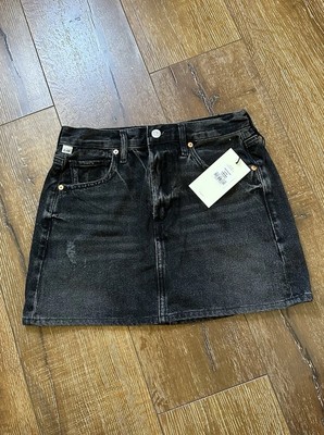 Citizens of Humanity Beatnik Denim Jean Mini Skirt Distressed Black Grey Sz 25