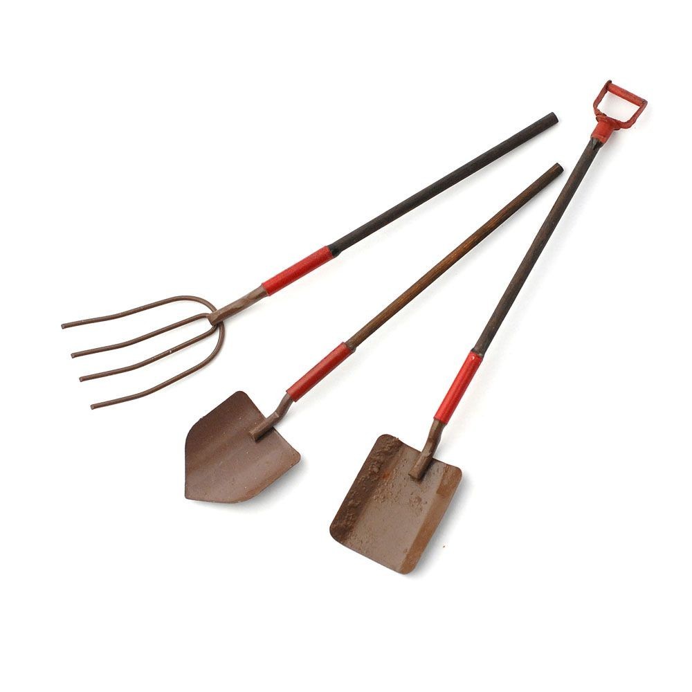 Dolls House Spade, Shovel and Fork Garden Shed Tools Miniature 1:12th Scale (DH)