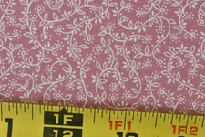 By 1/2 Yd, Vintage, White Floral-Vines on Pink Quilt Cotton, Wamsutta, V631