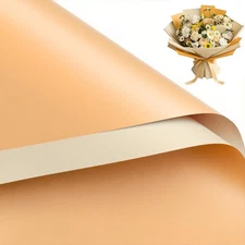 20 Sheets Flower Wrapping Paper - 22.4 x 22.4 inch Creamy Color Water-Resista...