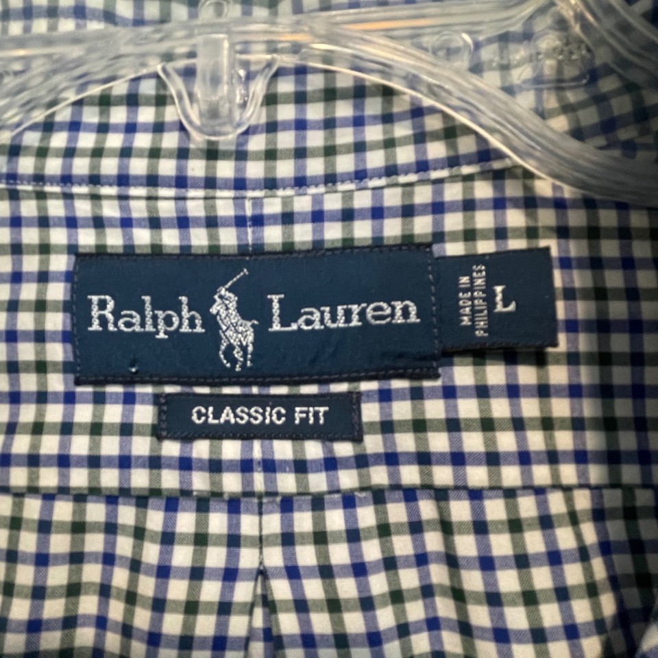 Ralph Lauren Mens Classic Fit Gingham Button Down Shirt Navy Green ...