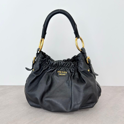 PRADA One Shoulder Bag All Leather Black Used Item Good Condition From Japan F/S