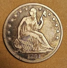 1864-P SEATED LIBERTY HALF-ch VF detail