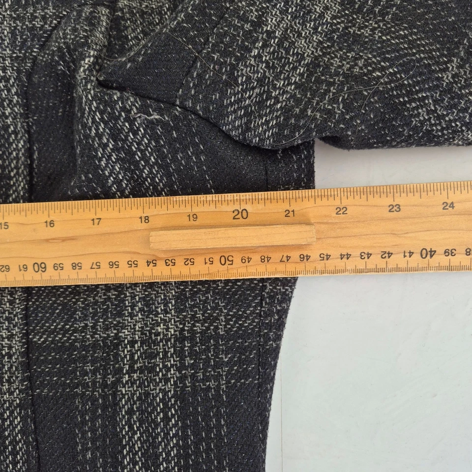 DEBENHAMS Abrigo 14 Negro Mujer Mezcla de Lana Cuadros Lona Chaqueta con Capucha - Imagen 3 de 4