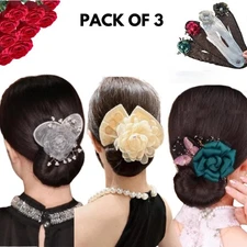 3pcs Hair Bun Seamless High Stretch, Ponytail Variety Floral Disks Scrunchies