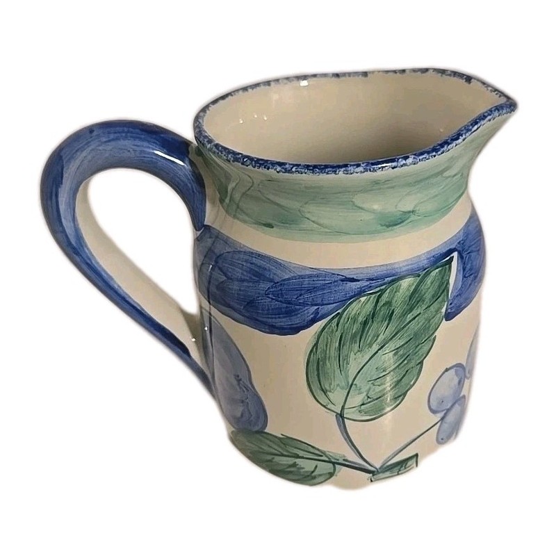 Nancy Calhoun Moonlight Creamer 12oz. Blue, Green, White. 6.25"x5.5", Portugal.