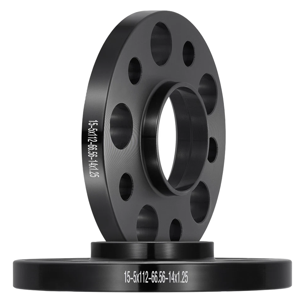 2x 15mm 5X112 Wheel Spacer 66.56mm CB 14X1.25 BOLT For BMW 520i 750i 750Li 120i Foto 2 de 4