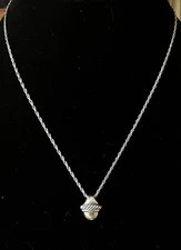 David Yurman 14K 585 & Sterling 925 Acorn Two-Tone Pendant w/Sterling 925 Chain