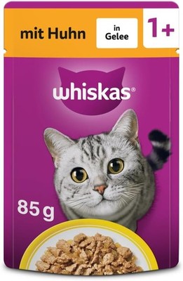 Whiskas Nassfutter Adult mit Huhn in Gelee 28x85g Portionsbeutel Katze