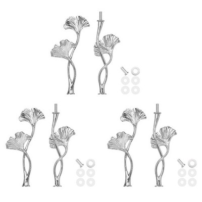 3 Set 2 Tier Cake Tray Stand Handle Metal Holder for Cake Plate Silver Flower