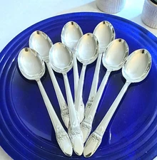 8 Rogers Bros 1847 First Love SilverPlate OVAL Cream Soup Spoons 6-3/4" Dessert 