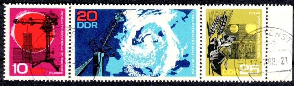 DDR 1343-1345 Zdr. , gestempelt / o / Meteorologie , Observatorium Potsdam /g1 - Bild 1 von 1