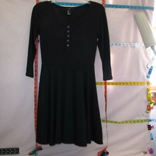 Forever 21 Black Knit 3/4 Sleeve Above the knee Stretch Swing Dress S