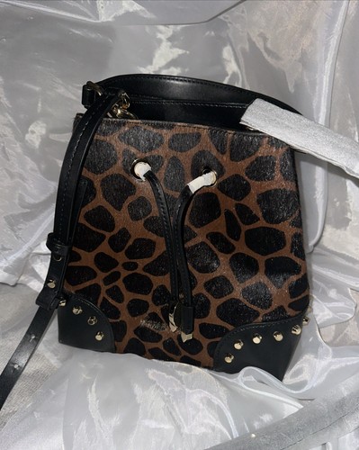 MICHAEL KORS MERCER GALLERY SHOULDER BAG/BUCKET BAG/POUCH BLK/BRN ANIMAL PRINT - Picture 18 of 21