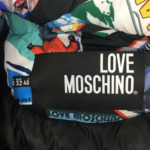 LOVE MOSCHINO Poscard Puffer Bomber Jacket - UK 38/IT 48 - Picture 9 of 11