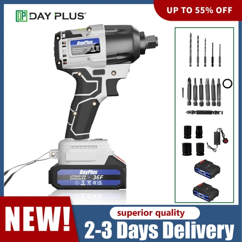 420N.m Cordless Electric Drill Bit Set w/ 2x 6.0Ah Batteries  Impact Wrench 