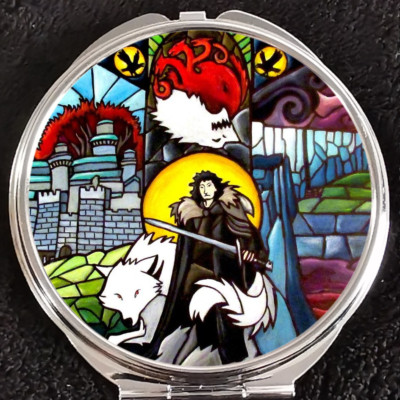 Game of Thrones Jon Snow Ghost Direwolf Stark Targaryen Makeup Compact Mirror