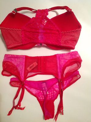 tiffany blue garter belt Seven 'til Midnight Lace Underwire Bra, Skirted Garter Belt & G-String Set