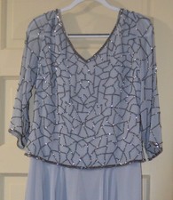 J Kara New/Tags sz 8 Hand-Beaded Long Gown,silver-gray, Mother of Bride, Formal