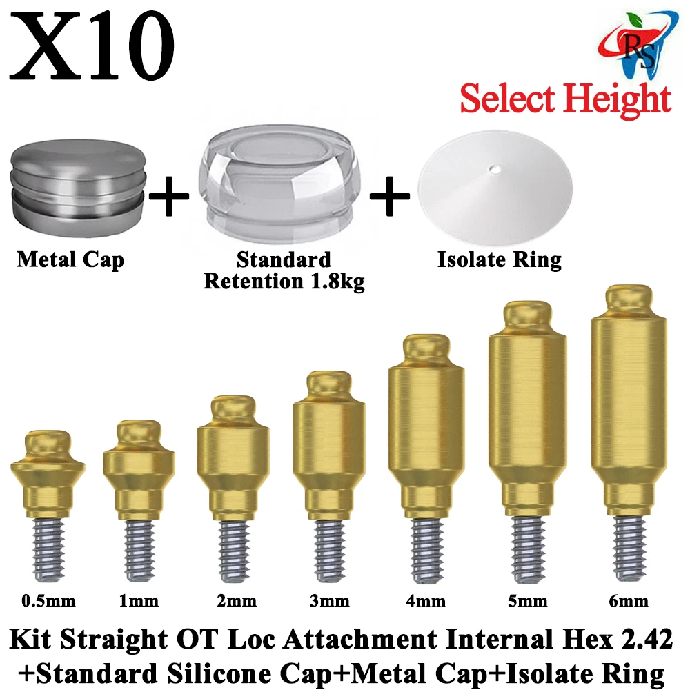 10 Kit Straight OT Loc Attachment Int Hex 2.42 Standard Silicone Metal Cap Ring