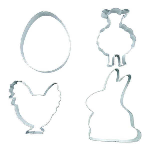 Ausstecher 4Er Set Hase Schaf Ei Henne Ostern PläTzchenform Keksausstecher Deko-image
