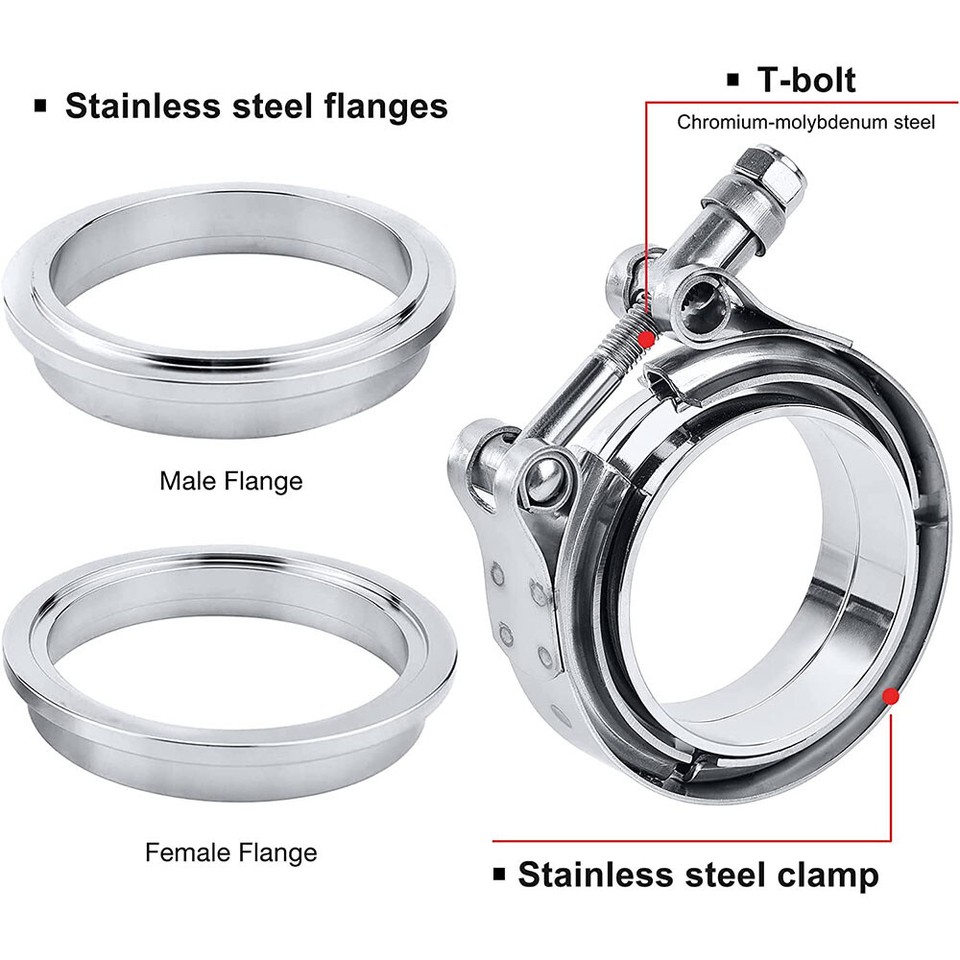 8 x Universal 2.5" Inch Stainless Steel VBand Turbo Pipe Exhaust Clamp