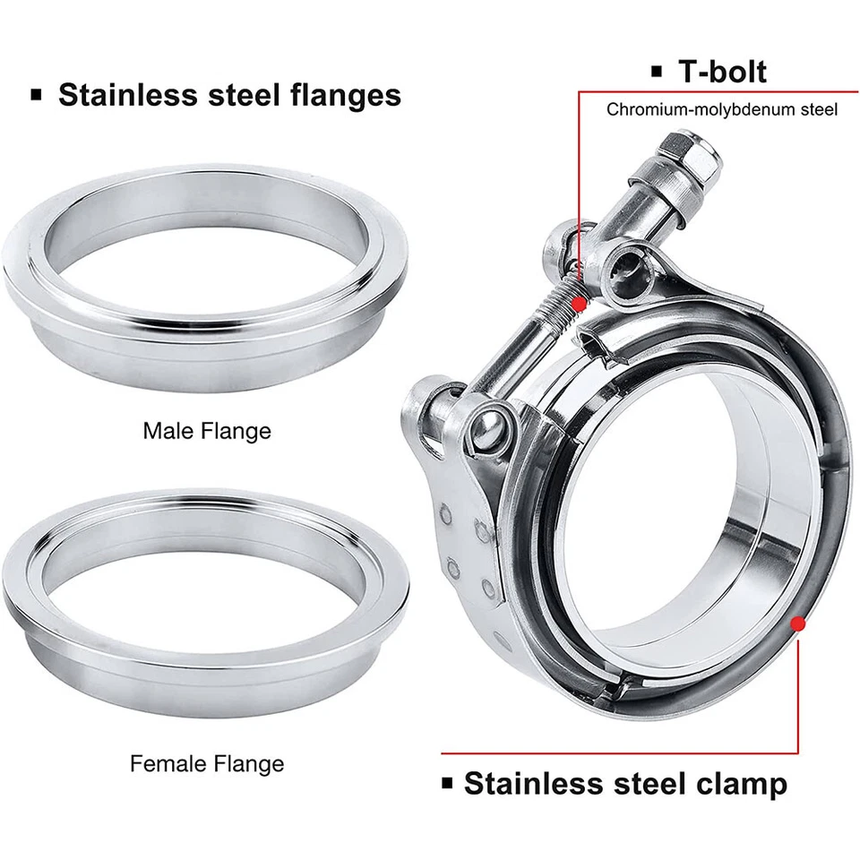 6X 3 inch Stainless Steel V-Band Clamp SS304 M/F flange V-band Exhaust Downpipe - Image 3 of 4