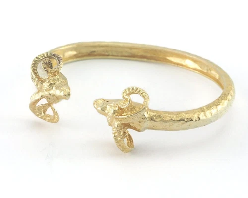 Ram Cuff Bracelet Raw Brass (Adjustable 70mm inner size Women X Large ) 4327