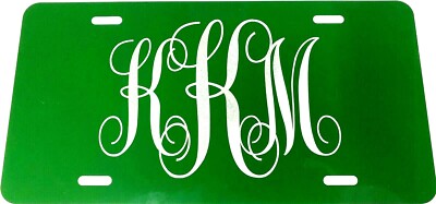 Custom Personalized Monogram Diamond Etched Orange Metal License Plate Car Tag