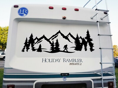 Bigfoot Mountain Forest Scene V8 | Camper RV Graphics Travel Trailer | Die Cut
