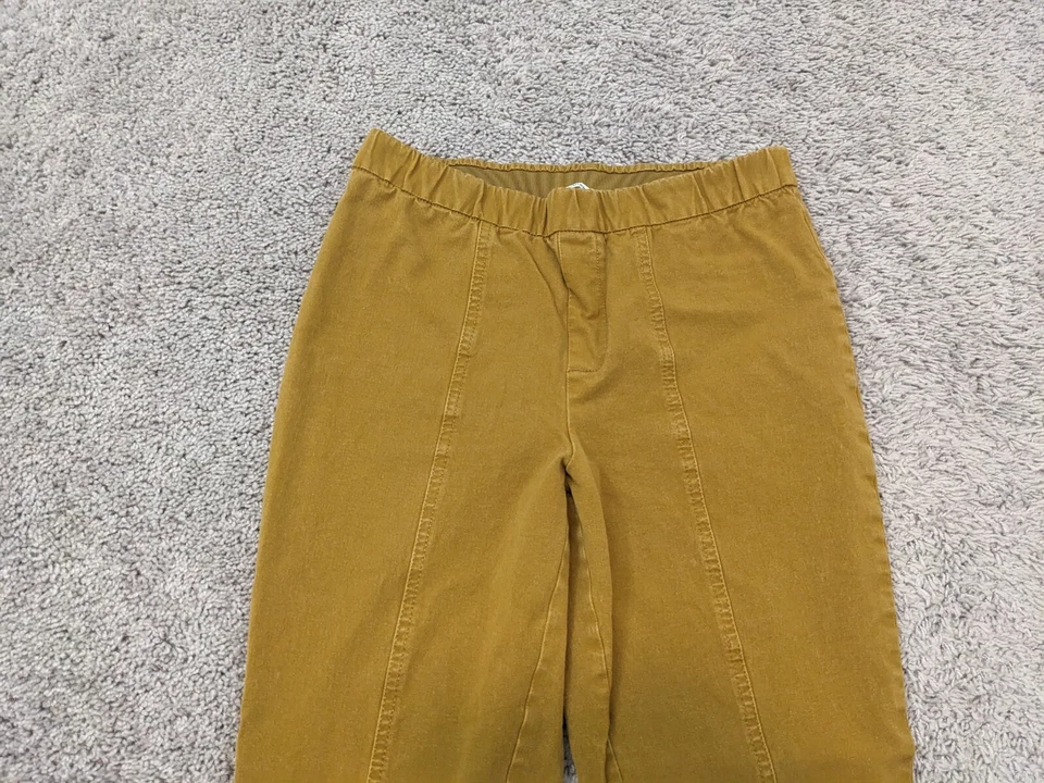 Pantalones Isaac Mizrahi Live para mujer 6 abertura frontal dobladillo amarillo cintura elástica tirar Foto 4 de 4