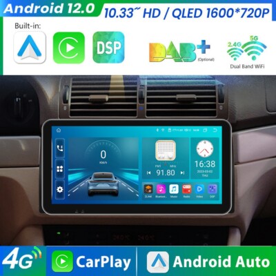 10.33'' 8-Kern 32GB Android 12 IPS Autoradio GPS Navi Für BMW E39 CarPlay DAB+DSP