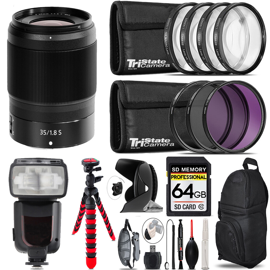 Nikon NIKKOR Z 35mm f/1.8 S Lens +7 Piece Filter -64GB Kit | eBay