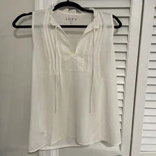 The Loft Women’s XS Dressy Cream Tank With Embroidery
